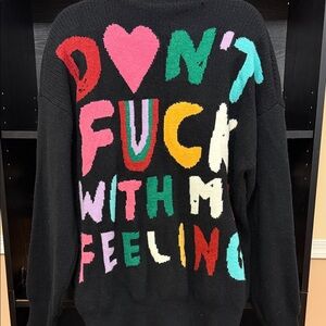 Black Sweater with Colorful 'DON'T' Design